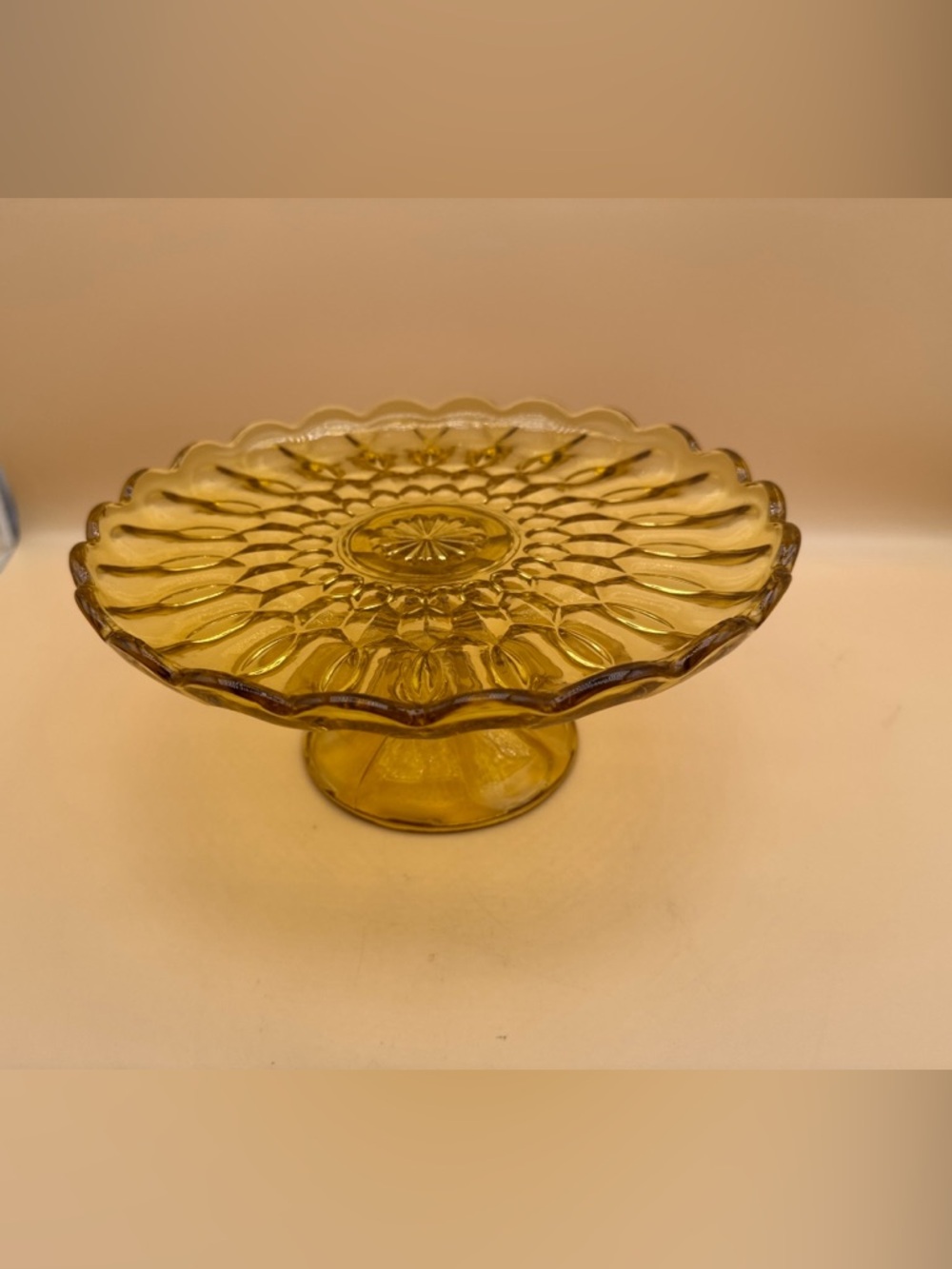 Indiana Glass Amber Pedestal Cake Stand